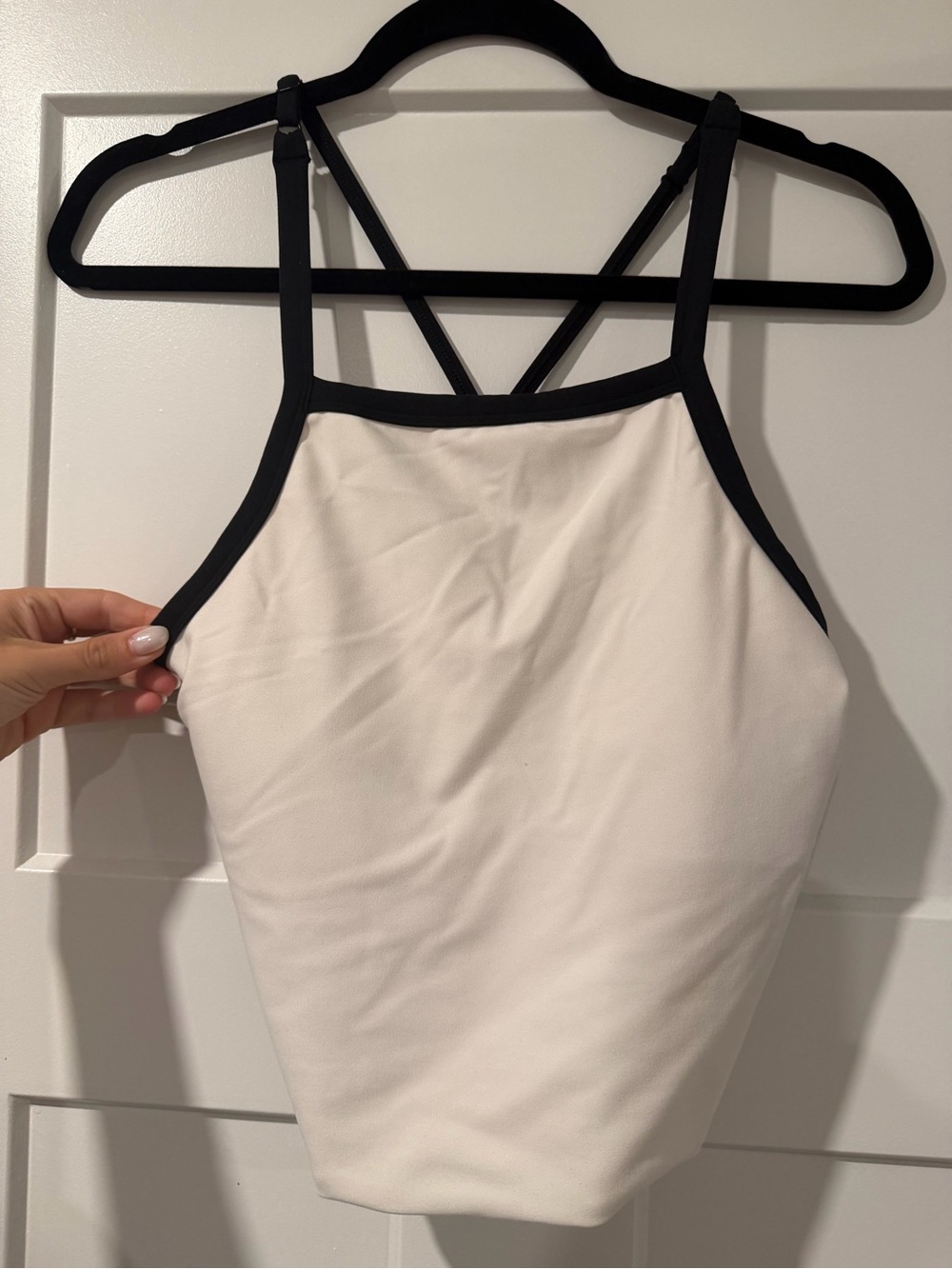 Abercrombie & Fitch White Strapless-Look Top with Black Trim